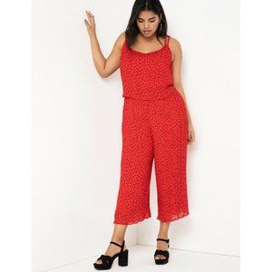 ELOQUII jumpsuit jumper romper polka dot pleated cropped red woman plus 20 20W